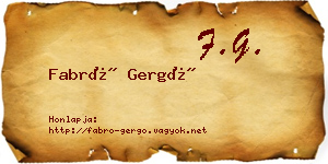 Fabró Gergő névjegykártya